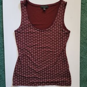 Banana Republic Maroon Tank with White Geometric Print
